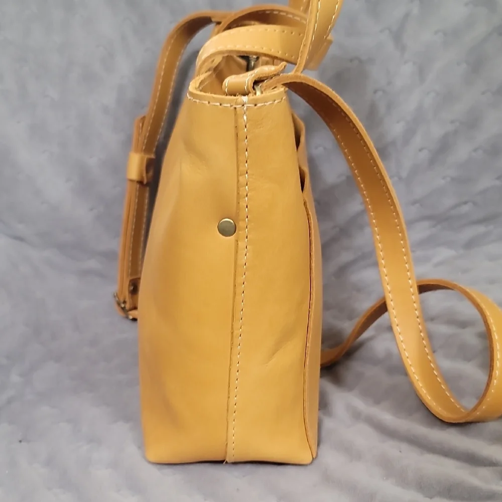 Portland Leather Goods Mini Cb Zip Tote In Sunflower - Picture 3 of 8